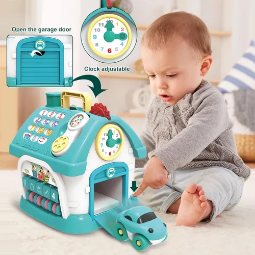 Vista 3 de Ming You Juguetes para niños de 1 año, 8 en 1 funcional casa musical juguetes educativos para bebés de 12 a 18 meses, juguete Montessori para niños