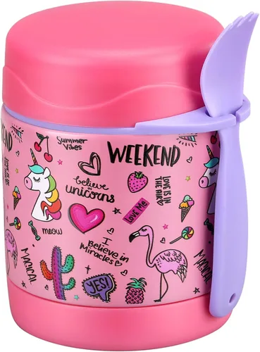 Vista 7 de Termo de sopa de 10 onzas para comida caliente para niños, tarro de comida aislado, contenedor térmico de almuerzo de comida caliente, caja de Negro