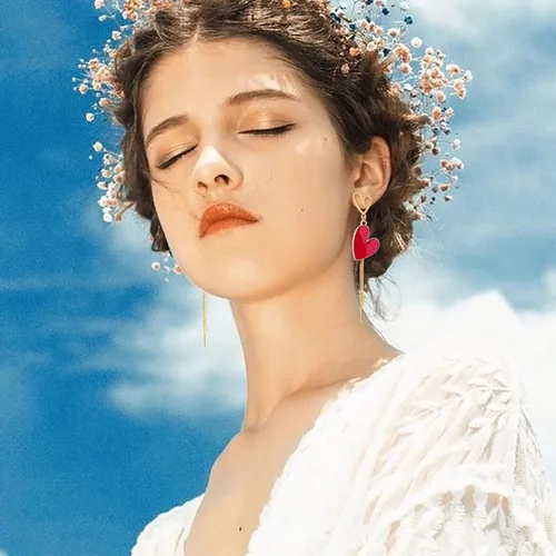 Vista 6 de Aretes asimétricos de corazón para niñas, aretes colgantes de corazón para mujer, día de San Valentín, día de la madre, cumpleaños, regalo de Navidad