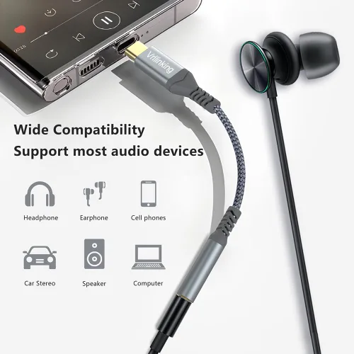 Vista 4 de Adaptador USB tipo C a conector de auriculares de 0.138 in, audio USB c compatible con iPhone 15/15 Pro/15 Plus/15 Pro Max, iPad Pro, MacBook