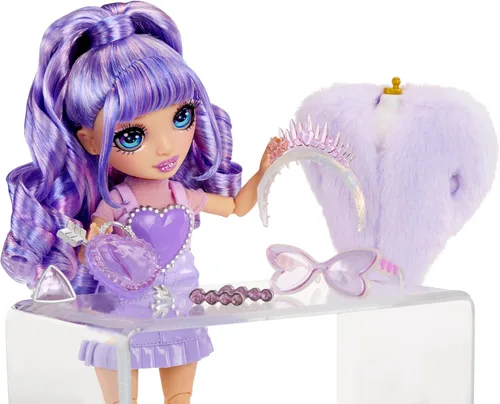 Vista 4 de Rainbow High Creative Crystals Violet - Muñeca de moda púrpura de 11 pulgadas con kit Make It de accesorios de cristal, anillo para ti, bricolaje