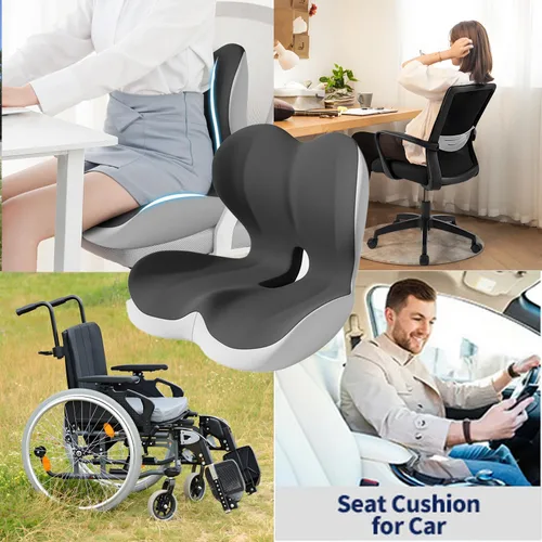 Vista 7 de Cojín de asiento en forma de L para estar sentado durante mucho tiempo, espuma viscoelástica, soporte ergonómico de respaldo para dolor de espalda