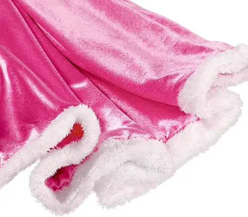 Vista 7 de OPBIN - Disfraz de princesa de piel con capucha para niñas Navidad Halloween cumpleaños juego de rol cosplay