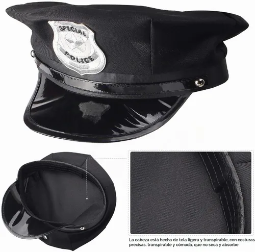 Vista 2 de Beelittle - Kit de policía, gorro de policía con esposas, walkie talkies, esposas, placa y lentes Estilo b