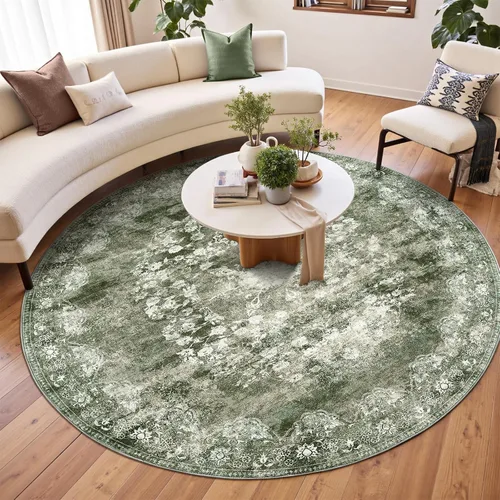 Vista 76 de jinchan Fiora - Alfombra lavable de área pequeña, alfombra de entrada floral de medio círculo de 2 x 3, tapete de media luna de pelo bajo, suave