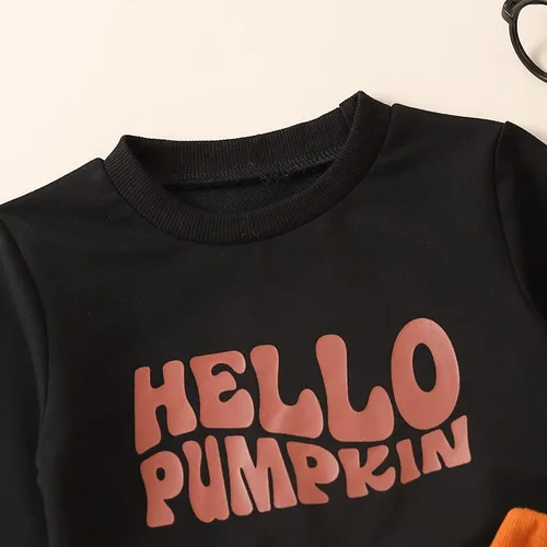 Vista 18 de Ropa de Halloween para bebé, sudadera de manga larga con diseño de calabaza, conjunto de pantalones de fiesta de Halloween para otoño e invierno