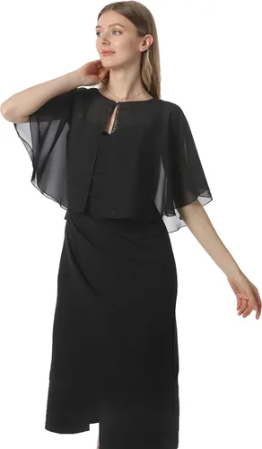 Vista 4 de Capa de Gasa Suave Capas Chales y Envolturas para Vestido de Noche Capa de Boda Chal de los años 1920 accesorios para mujeres Negro