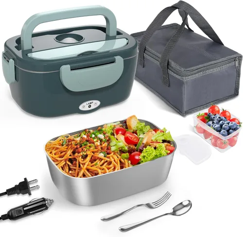 Vista 10 de Monteka Fiambrera eléctrica calentador de alimentos – Calentador de alimentos portátil a prueba de fugas para adultos para coche/hogar/camión con 5 L