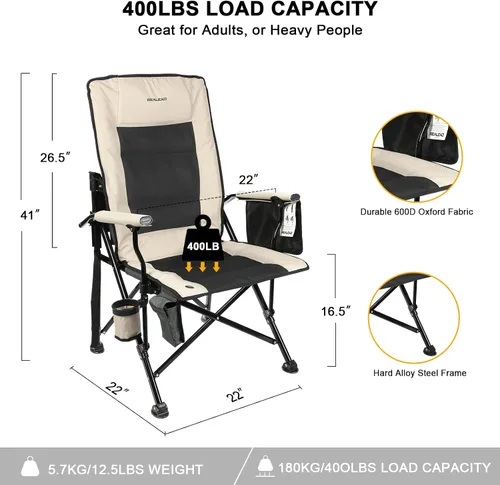 Vista 2 de [Usado] REALEAD Silla de campamento con calefacción, totalmente acolchada, sillas con calefacción para deportes al aire libre, soporta 400 libras