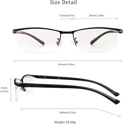 Vista 3 de LifeArt Lentes de lectura sin montura de aleación, lentes de bloqueo de luz azul, antifatiga ocular, anteojos para juegos de computadora, gafas