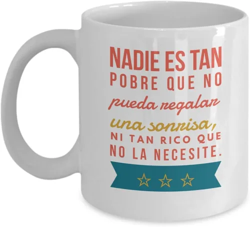 Vista 4 de Taza Cafe Sonrisa Vaso, taza de café divertidas, tazas personalizadas, taza de café inspiradoras, taza con mensajes positivos., 11onza