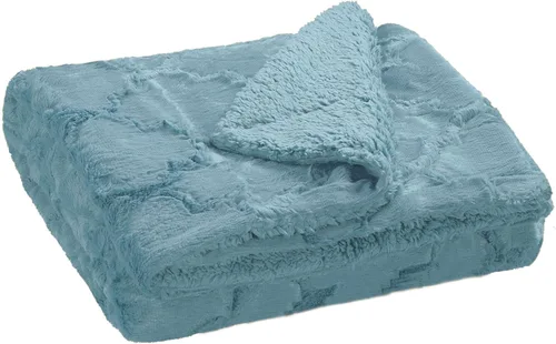Vista 9 de BOON Brushed cobija de piel sintética con refuerzo de sherpa, 50 x 60 pulgadas y 60 x 80 pulgadas, Poliéster & Mezcla de poliéster, Dark Teal, 50" x