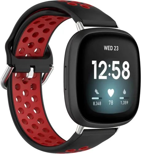 Vista 13 de BabyValley Correa compatible con Fitbit Versa 4/Versa 3/Sense Banda de silicona + conector de metal Correa de pulsera transpirable Correa de reloj