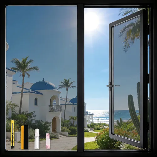 Vista 7 de Donox Película opaca de privacidad para ventana, estática, UV, sin adhesivo, luz solar, reflectante, color arcoíris, bloqueador solar, control