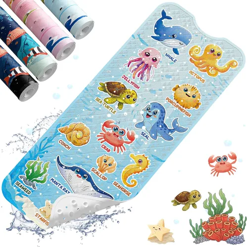 Vista 10 de XIYUNTE Alfombra de Baño para Bebé para Bañera Antideslizante Alfombra de Baño para Niños - 40"x16" Alfombra de Bañera Extra Larga Antideslizante