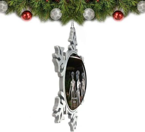 Vista 2 de Roswell UFO Museum New Mexico USA Adorno de Navidad Decoración de árbol de cristal Metal recuerdo regalo