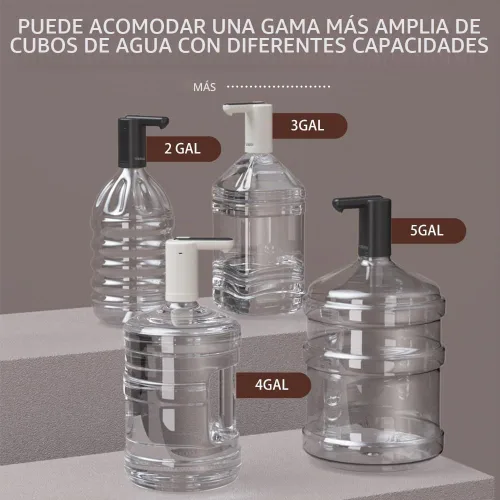 Vista 4 de Bomba automática de agua potable, carga USB, agua eléctrica portátil para 2-5 galones con 2 siliconas, dos bombas de agua integradas (negro)