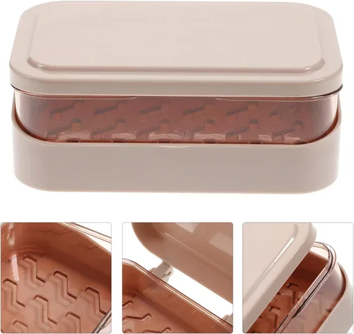 Vista 5 de DOITOOL Soporte para jabón con tapa, barra de jabón, contenedor y protector para baño, cocina, fregadero, ducha, bañera, caja abatible con drenaje
