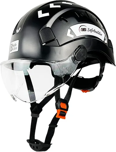 Vista 12 de Casco de Seguridad de Construcción con Visera Casco Duro ABS Cascos Duros de Ventilación Ajustable Protección de Cabeza de Trabajo Industrial