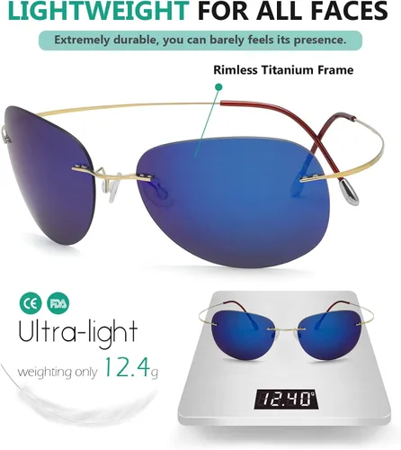 Vista 5 de Eyekepper Gafas de sol polarizadas con montura de titanio sin montura