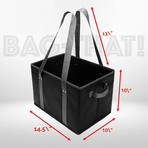 Vista 2 de BAG-THAT! Paquete de 4 bolsas reutilizables para comestibles, bolsas de compras tipo tote grandes y resistentes para comestibles con asas plegables