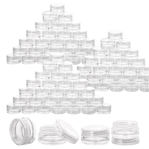 Vista 20 de 100 unidades de 10 g de envases de muestra pequeños con tapas. Frasco de plástico. Frascos cosméticos vacíos. Frascos de maquillaje. Envases