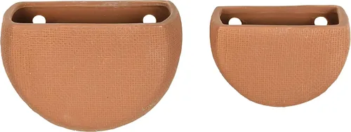 Vista 6 de Main + Mesa Macetas modernas de cerámica bohemia para montaje en pared, color terracota, juego de 2 tamaños