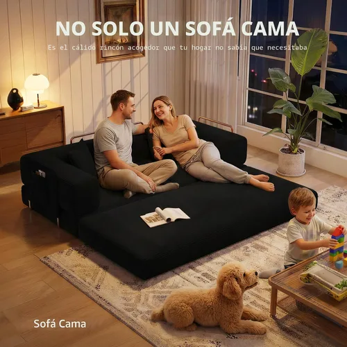 Vista 9 de MoonSpeak Sofá cama de 78.8 pulgadas para sala de estar, sofá modular convertible con almohada para reposabrazos, sofás modulares plegables de pana