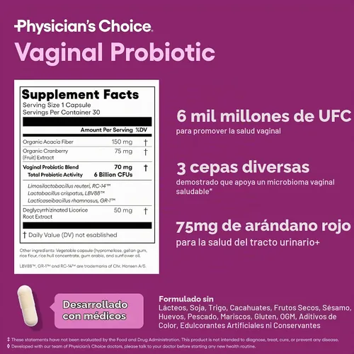 Vista 5 de Physician's CHOICE Feminine Power Duo Bundle - Probiótico vaginal + paquete de probióticos para mujer