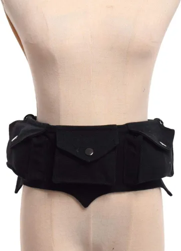 Vista 3 de GRACEART Burning Man - Cinturón de lona de algodón Steampunk Travel Utility Belt Ren Faire, Negro