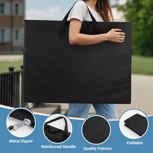 Vista 4 de Bolsa de Portafolio de Arte ZKOO, Estuche de Portafolio de Lienzo de Arte Ligero con Correa de Hombro de Nylon, Estuche de Almacenamiento Portátil