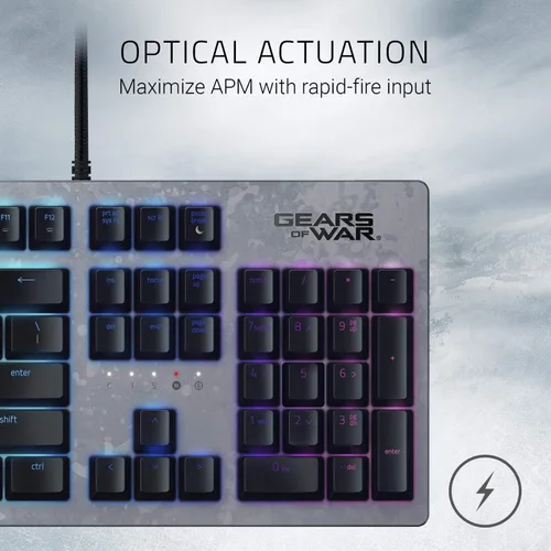 Vista 3 de Razer Teclado para juegos Huntsman: interruptores de teclado más rápidos de la historia, interruptores ópticos clicky, iluminación Chroma RGB