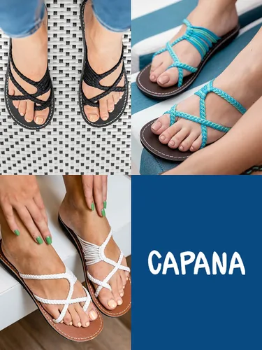 Vista 4 de Capana Sandalias planas tejidas para mujer, sandalias trenzadas con tiras, sandalias de playa para mujer, sandalias bohemias de cuerda, zapatos