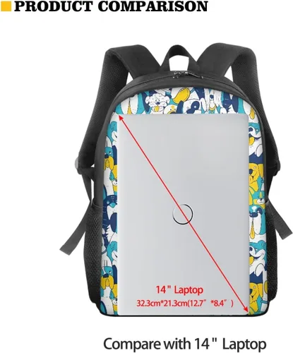 Vista 4 de DMOYALA Mochila escolar de animales lindos de 15 pulgadas para niños, mochila para computadora portátil de arte para mujeres y hombres, suministros