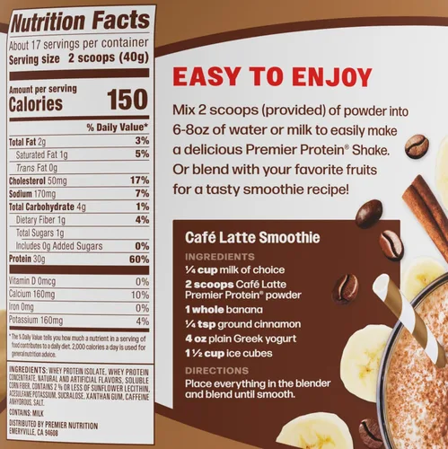 Vista 5 de Paquete de batido de proteína Premier Protein Caramel Macchiato + café Latte proteína en polvo