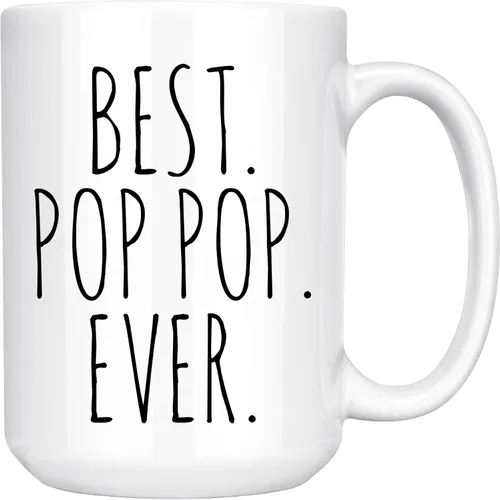 Vista 4 de Best Pop Ever Taza para el Día del Padre para el Abuelo, regalo de nietos, mango negro y interior de 11 onzas Mango y interior negros
