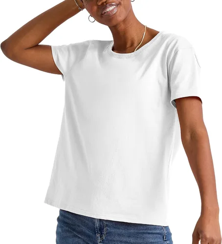 Vista 2 de Hanes Paquete de camisetas de gran tamaño para mujer, camiseta de algodón para mujer, ajuste relajado, paquete de 3