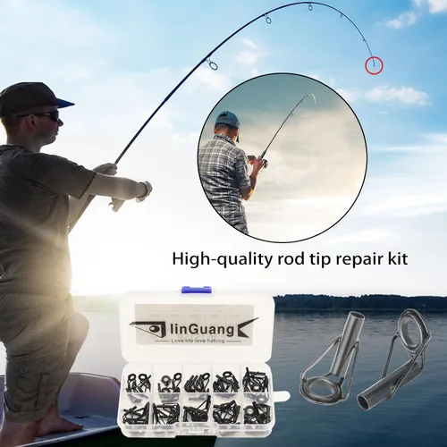 Vista 4 de Fishing Rod Replacement Tips Repair Kit, Fishing Spinning and Baitcasting Rod Stainless Steel Ceramic Ring Tip