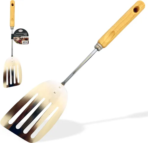 Vista 6 de Alpine Cuisine 9.5-Inch Stainless Steel BBQ Turner Spatula with Heat-Resistant POM Handle, Sturdy Grilling Spatula for Flipping Burgers, Steaks, and