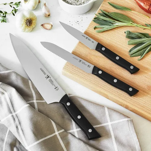 Vista 3 de HENCKELS Dynamic Razor-Sharp - Juego de cuchillos de cocina de 3 piezas, cuchillo de chef, cuchillo de pelar, cuchillo utilitario, diseño alemán