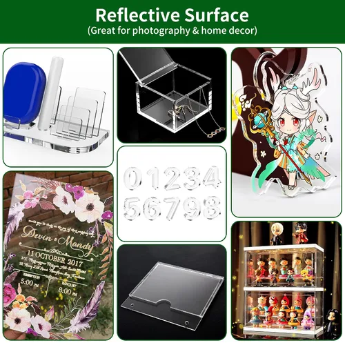 Vista 6 de Hojas acrílicas de 12 x 12 pulgadas de grosor de 0.236 in, paquete de 2 hojas de plexiglás transparentes, para letreros, manualidades, pintura