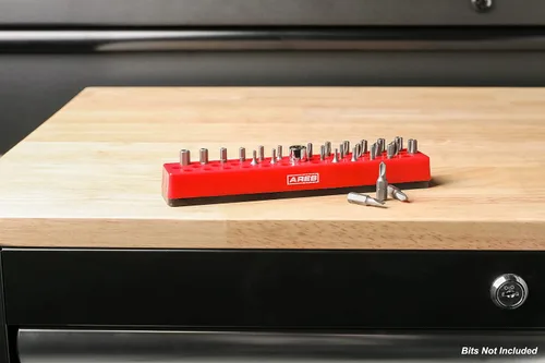 Vista 6 de ARES 60011 - Organizador de brocas hexagonales rojo de 37 agujeros con base magnética fuerte, mantén tus brocas favoritas de especialidad, taladro