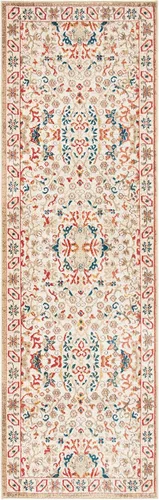 Vista 2 de SAFAVIEH Kashan Collection - Alfombra de pasillo de 2 pies 6 pulgadas x 8 pies, color marfil y marfil, diseño oriental tradicional, no desprende