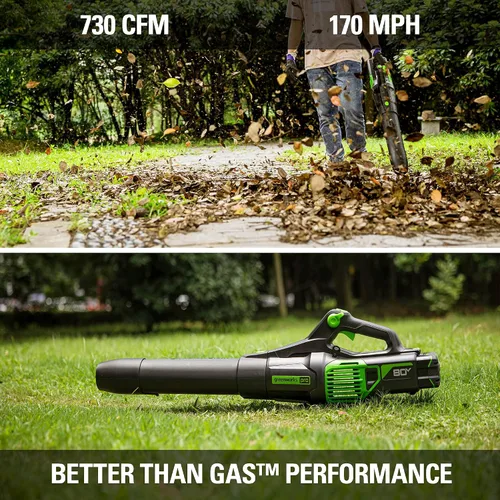 Vista 4 de Greenworks Soplador eléctrico de hojas de 80 V, 730 CFM, solo herramienta