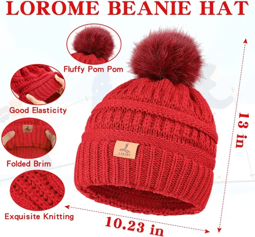 Vista 2 de Winter Hat Scarf Gloves and Ear Warmer, Warm Knit Beanie Hat Touch Screen Gloves Set Winter Gifts Neck Scarves for Women