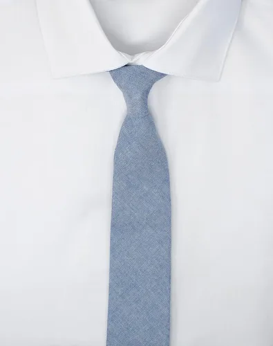 Vista 68 de Corbata delgada de algodón cambray para hombre, estilo desgastado texturizado - 2 1/2 pulgadas de ancho