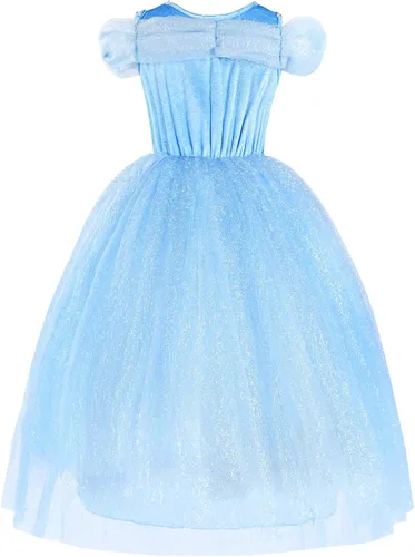 Vista 3 de Vestidos de princesa para niñas, disfraz de Cenicienta y Elsa con accesorios de mariposa, ropa de fiesta de Halloween