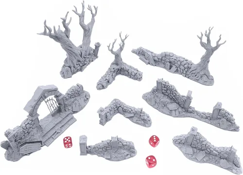 Vista 2 de EnderToys Paredes de cementerio sagrado por escenario imprimible, paisajes RPG de mesa impresos en 3D y terreno de juegos de guerra en miniatura