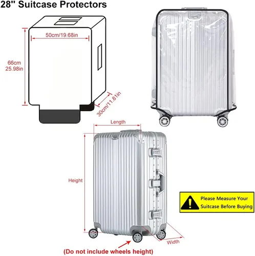 Vista 2 de Yotako Funda protectora de PVC transparente para maleta 24 28 30 pulgadas funda de equipaje para maleta con ruedas Transparente