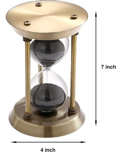 Vista 7 de SuLiao Reloj de arena con temporizador de arena de 1 minuto, reloj de arena de latón pequeño de 1 minuto, reloj retro de arena negra, reloj vintage